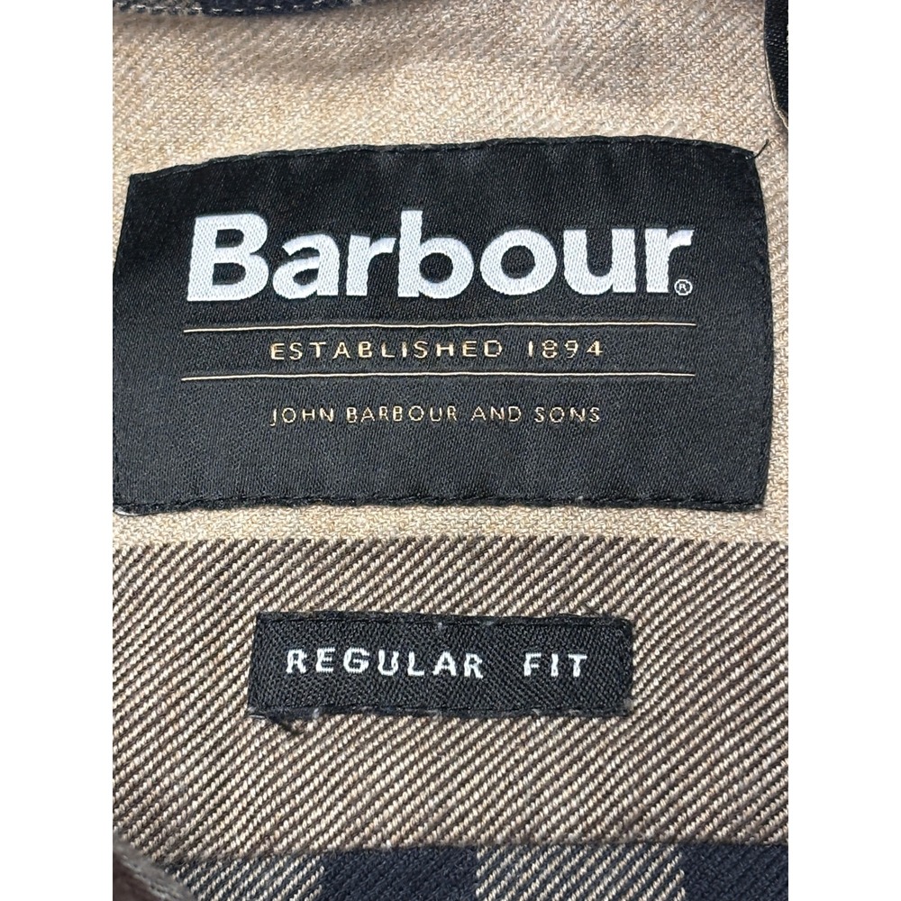 Barbour Mens Regular Fit Plaid Button Down Shirt Navy Tan Grey MSH5382TN63 Small - Picture 4 of 10